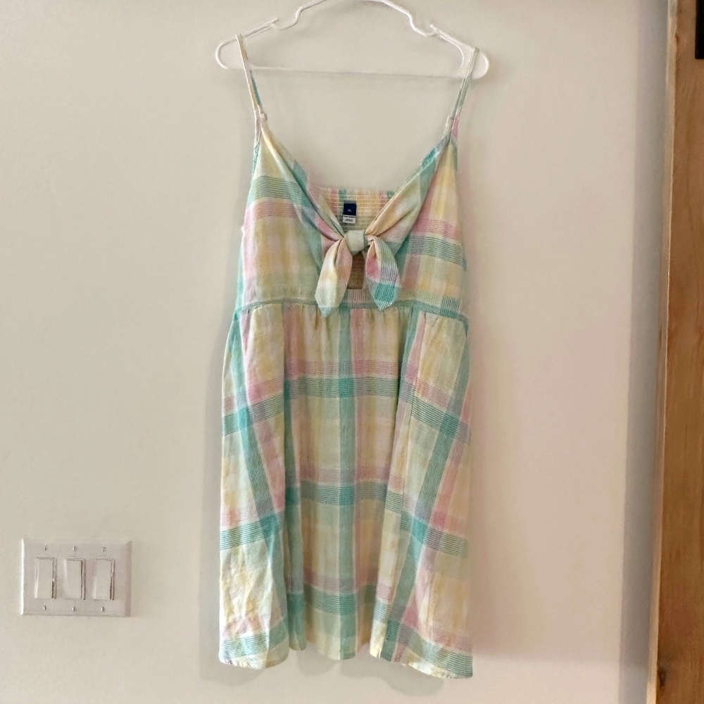Old Navy Fit & Flare/Tie-Front Plaid Sundress